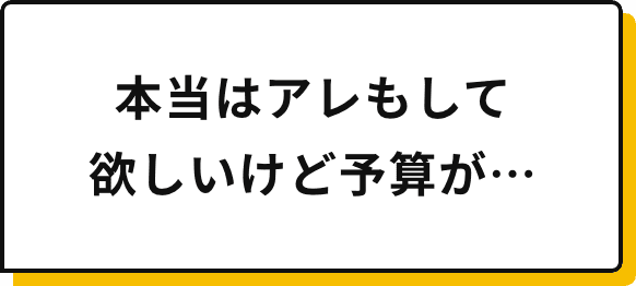 本当はあれもして欲しいけど予算が・・・